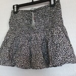 H&M Black and White Floral Circle Skirt